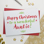 Christmas Card For Wonderful Aunt, Aunty Or Auntie, thumbnail 3 of 3