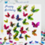 Flower Bud Butterfly Birthday Card Teal Background, thumbnail 6 of 12