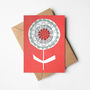 Orange And Grey Teal Retro Floral Card, thumbnail 1 of 3