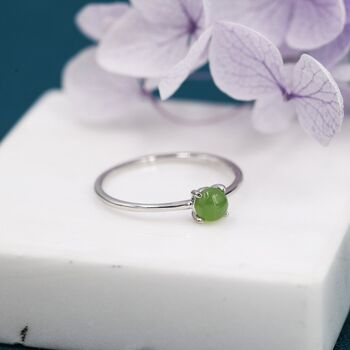 Sterling Silver Genuine Green Jade Ring, 3 of 11