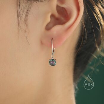 Mystic Black Cz Lever Back Hoop In Sterling Silver, 2 of 12