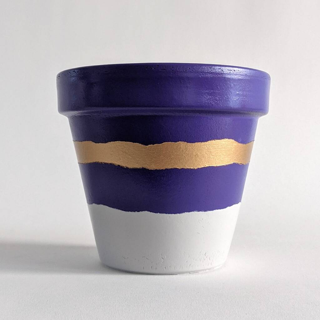 Grey And Gold Plant Pot / Planter / Purple By Southside Atelier