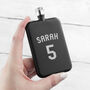 Personalised Black Slimline Football Shirt Hip Flask, thumbnail 2 of 5