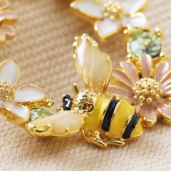 Crystal Flower And Enamel Bee Drop Earrings, 4 of 7