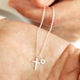 Personalised Sterling Silver Cross And Birthstone Charm Necklace, thumbnail 1 of 6