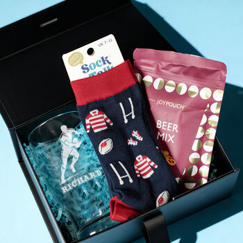 Rugby Pint Glass, Socks And Snacks Gift Set, 5 of 6