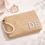 Personalised Custom Straw Pearl Patch Clutch Bag, thumbnail 1 of 3