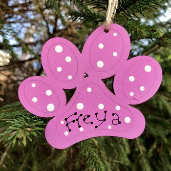 Personalised Dog Cat Paw Christmas Tree Decoration, 2 of 10