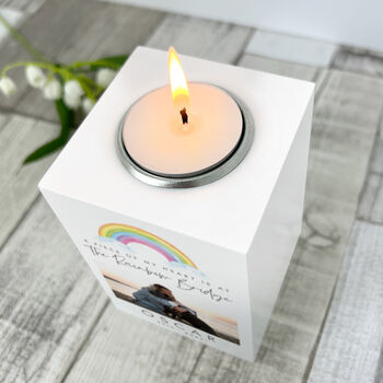 Personalised Soft Rainbow Pet Photo Tea Light Holder, 5 of 7