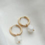 Mooonstone Semi Precious Hoop Earrings, thumbnail 2 of 2