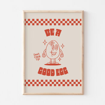 Retro Funny Kitchen Be A Good Egg Checkered Print, 7 of 9