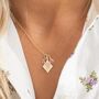 Scalloped Edge Charm Initial Birthstone Necklace, thumbnail 3 of 8