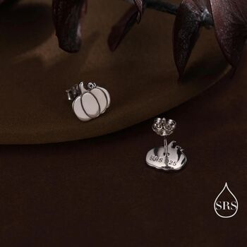 Sterling Silver Tiny Pumpkin Stud Earrings, 7 of 12
