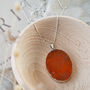 925 Silver Oval Orange Agate Crystal Necklace, thumbnail 2 of 3