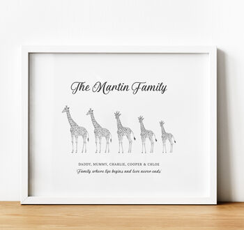 Personalised Family Tree Print | Family Keepsake | Giraffes, 2 of 10
