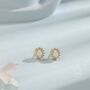 Sterling Silver Opal Cz Oval Halo Stud Earrings, thumbnail 3 of 10