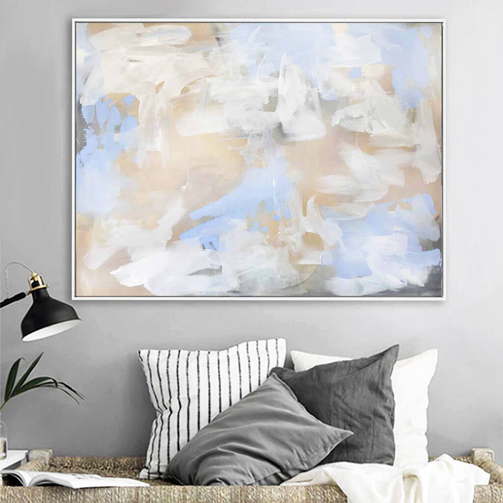 Abstract Sky Blue Original Painting On Canvas By Abstract House
