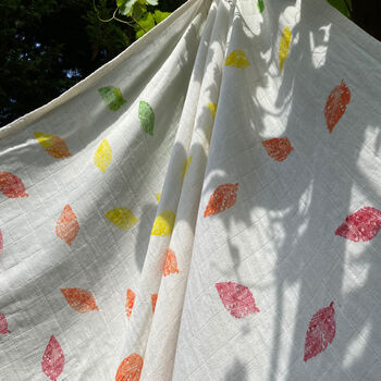 Breezy Leaf Print Organic Swaddle Blanket, 2 of 3