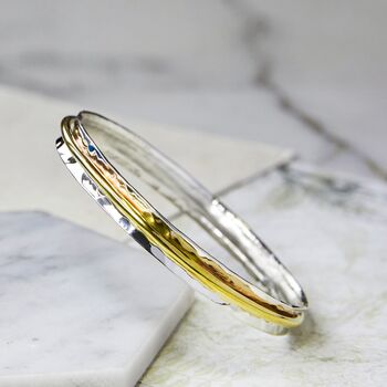 Sterling Silver And Gold Plate Spinning Ring, 4 of 8