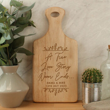 Engraved Love Story Wooden Board Wedding Gift, 3 of 5