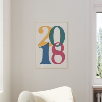 Personalised Year Print Colourful Wall Art, 2 of 5