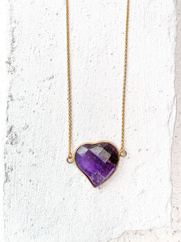 Amethyst Heart Necklace 18k Gold Plated Christmas Gift Present, 6 of 6