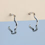 Sterling Silver Wavy Open Hoop Stud Earrings, thumbnail 4 of 6