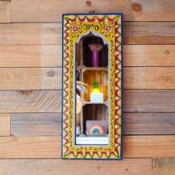 Yellow Indian Panel Mirror, 3 of 12
