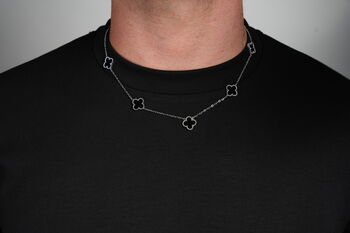 Clover Necklace Silver/Black, 3 of 3
