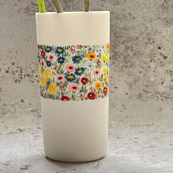 Floral Band Handmade Hand Painted Bud Vase, 2 of 3