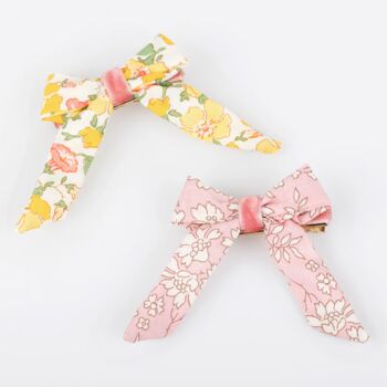 Liberty Print Floral Pattern Bow Hair Clips X Four, 3 of 4