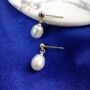 Freshwater White Pearl Minimalist Earrings, thumbnail 1 of 2