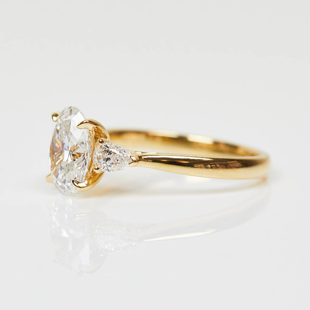 18ct Lab Grown Oval And Pear Diamond Engagement Ring By Sophia Perez ...