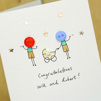 Personalised 'Button Pram' Handmade New Baby Card, 5 of 10
