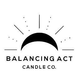 Balancing Act logo of a crescent moon and rays coming off it with the words 'balancing act' written underneath