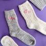 Embroidered Neon Fleck Icon Cosy Socks, thumbnail 1 of 3