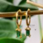 Emerald Hoop Earrings Mothers Day Gift, thumbnail 5 of 10