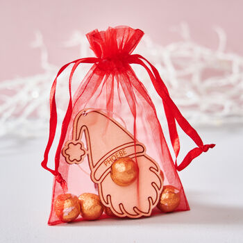 Personalised Gonk Christmas Place Setting And Bag Of Chocolate Noses, 2 of 3