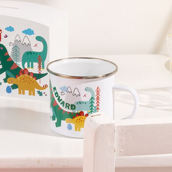 Personalised Children's Dinosaur Enamel Mug, 9 of 11