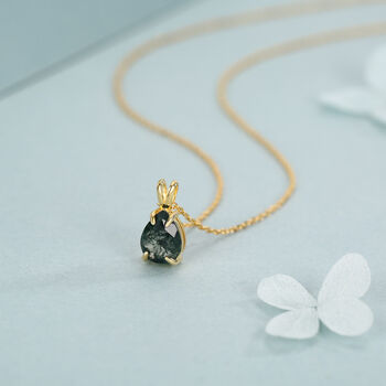 Sterling Silver Moss Agate Droplet Pendant Necklace, 5 of 12