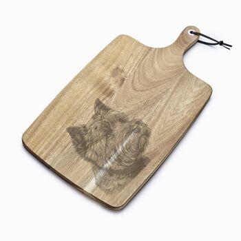 Personalised Cairn Terrier Engraved Acacia Serving Board, 5 of 8