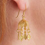 Gold Plated Silver Filigree Bell Shaped Drop Earrings, thumbnail 2 of 8