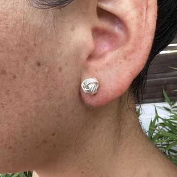 Sterling Silver Knot Stud Earrings, 5 of 5