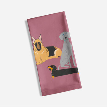 Doggy Friends Large Tray + Pink Tea Towel Gift Set, 4 of 8