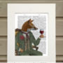 Fox Wine Drinker Portrait, Framed Or Unframed, thumbnail 2 of 8