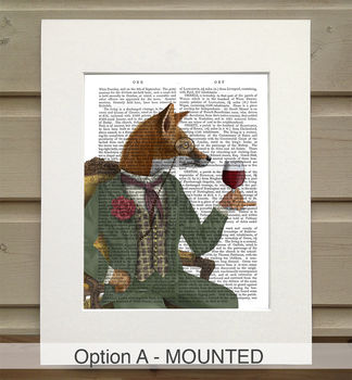 Fox Wine Drinker Portrait, Framed Or Unframed, 2 of 8