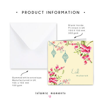Eid Mubarak Greeting Card With Blossoms In Vanilla, 2 of 3