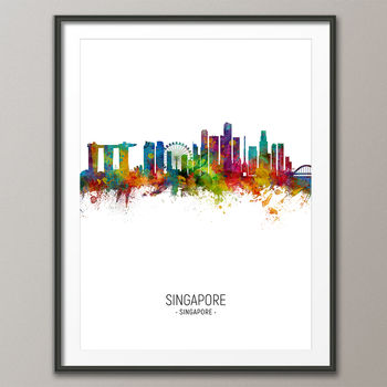 Singapore Skyline Portrait Print And Box Canvas, 3 of 5