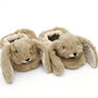 Brown Bunny Baby Slippers, Personalised, thumbnail 1 of 7