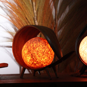Handmade Coconut Leaf Table Lamp – Natural Cream Light, 12 of 12